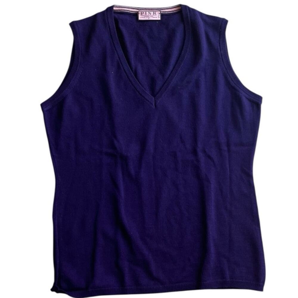 Thomas Pink Purple Merino Wool V-Neck Knit Tank Top Women's Size M
